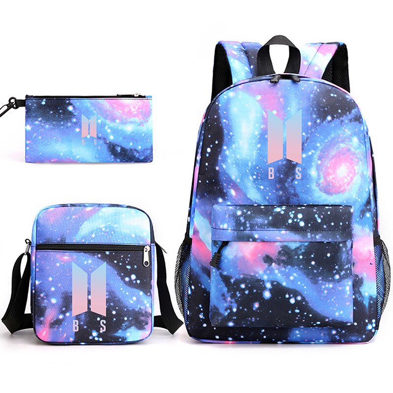 Starry Sky Pattern Schoolbag Pencil Case Shoulder Bag Set Large Capacity Backpack JIN SUGA J HOPE JIMIN V JUNGKOOK Travel Bag: 11