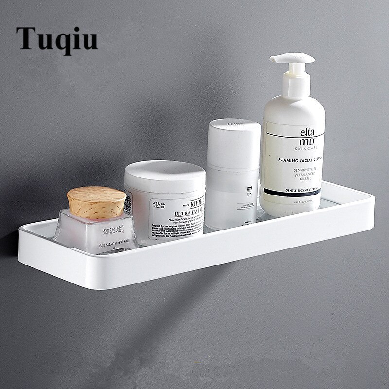 Tuqiu 25CM 35CM 45CM Glass Shelf,Square bathroom glass shelves,White Bathroom Shelf Aluminum Shower room Rack,Cosmetic Shelf