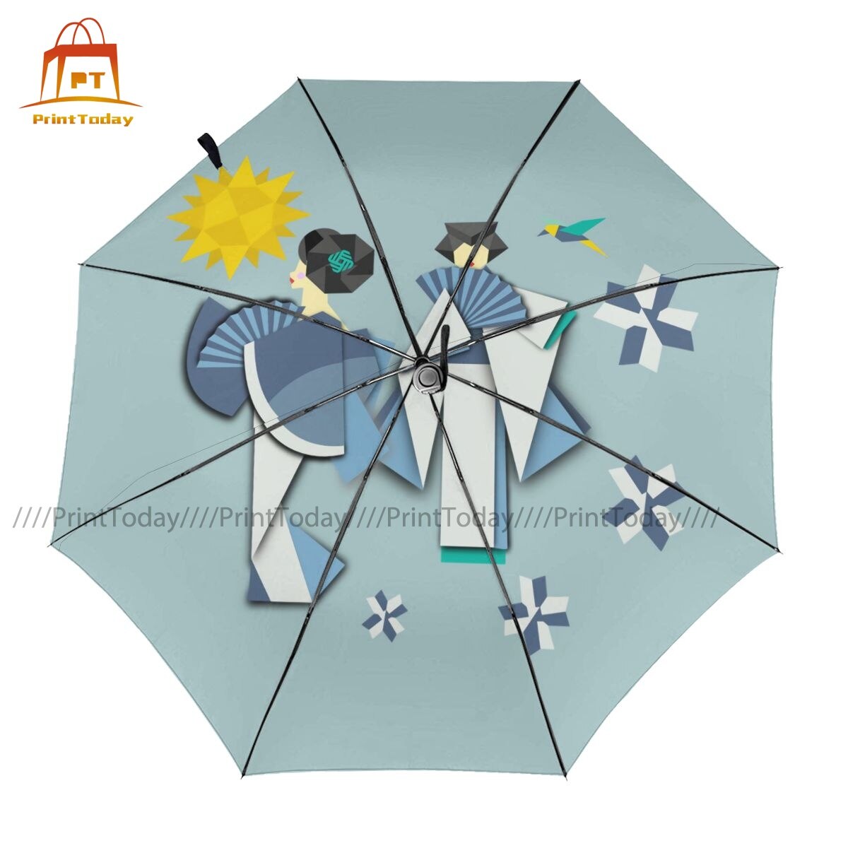 Kokeshi Umbrella Auto Protection Umbrella Charm Painting Garden Folding Umbrella
