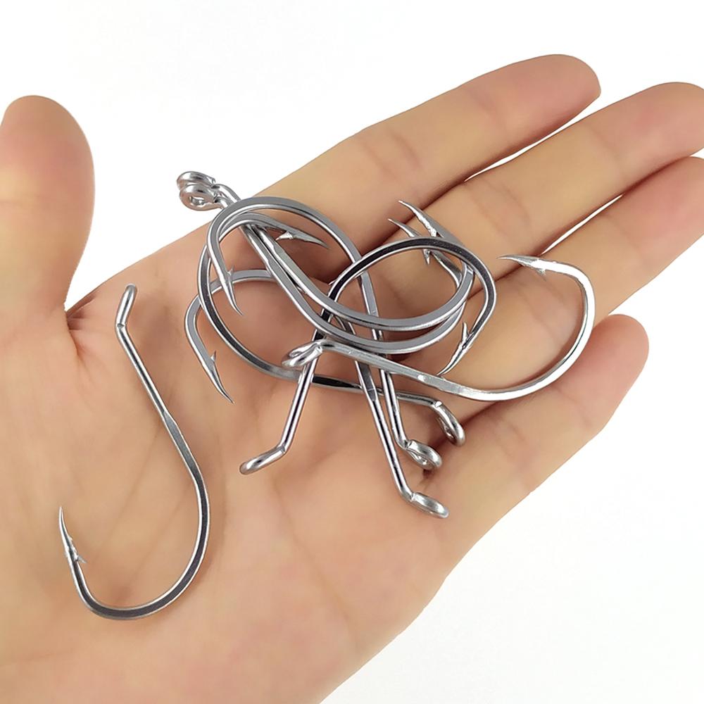 INFOF 20pcs Fishing Hooks Saltwater Octopus Single Hooks 1/0#-9/0# Stainless Steel Wide-Gap Bait Worm Hooks