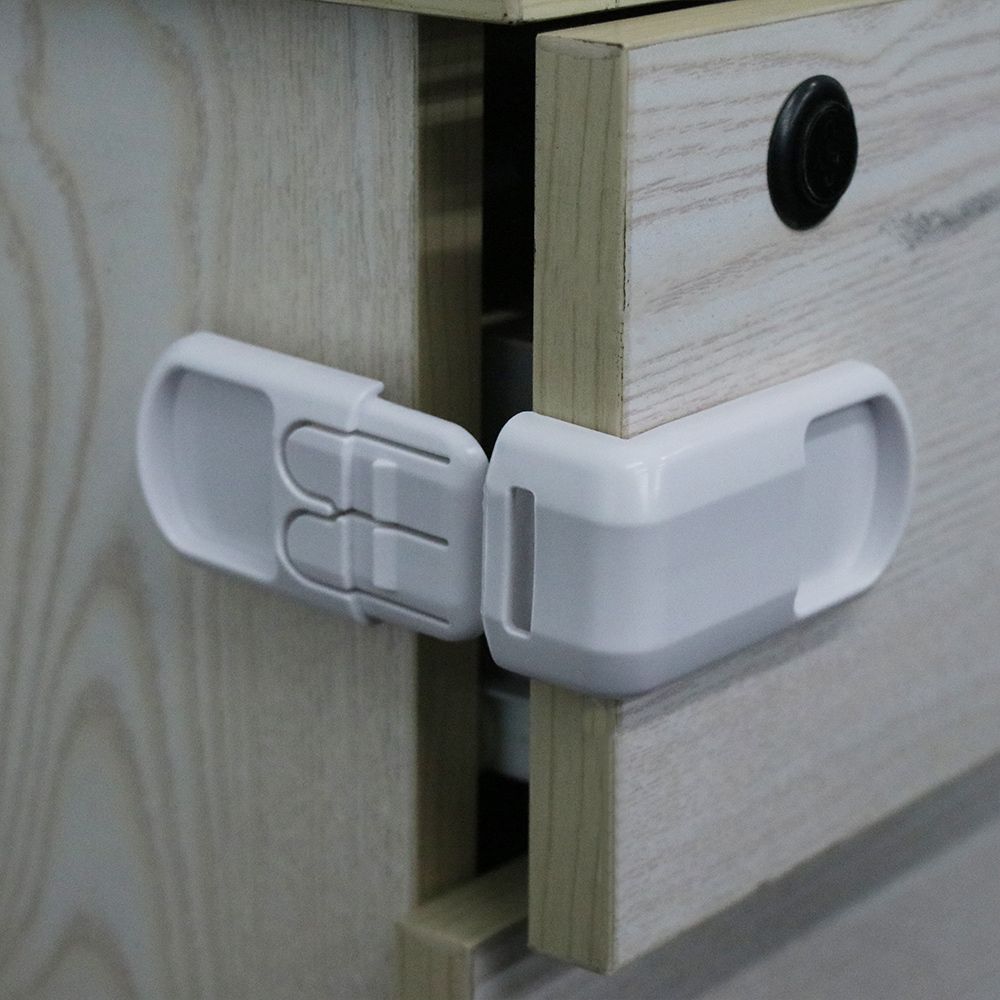 Cerradura de seguridad antiapertura para muebles de bebé, doble cierre a presión, Protector de puerta de armario, ángulo recto, 1/4 piezas