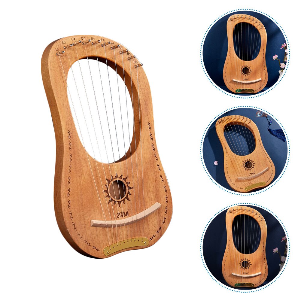 1 Set Lyre Harp 10-String Ancient Style Lyre Harp Mahogany String Instrument