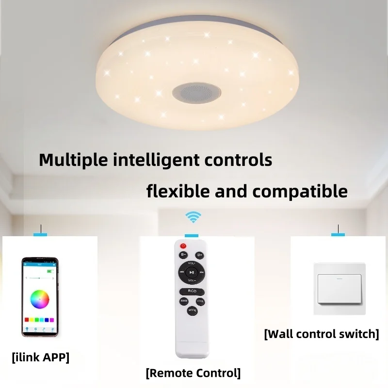 RGB 36W LED-plafondlampen APP Bluetooth Muzieklicht Afstandsbediening Op afstand dimbaar 110-245V Slaapkamer Binnendecoratie Thuislicht