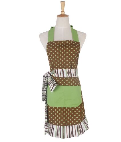 Retro Kitchen Apron Woman Flirty White Apron Frosted Cupcake Striped Polka Dot Ruffled Salon Avental de Cozinha Divertido