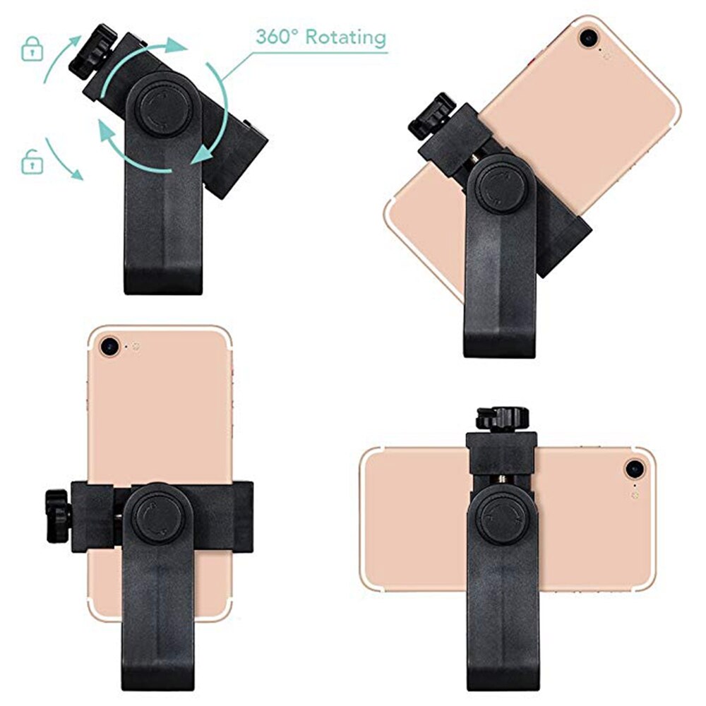 360 Rotatable Mobile PhoneTripod Mount Bracket Holder Adapter Clip Vertical Adjustable Clamp Stand for Iphone Xiaomi Samsung