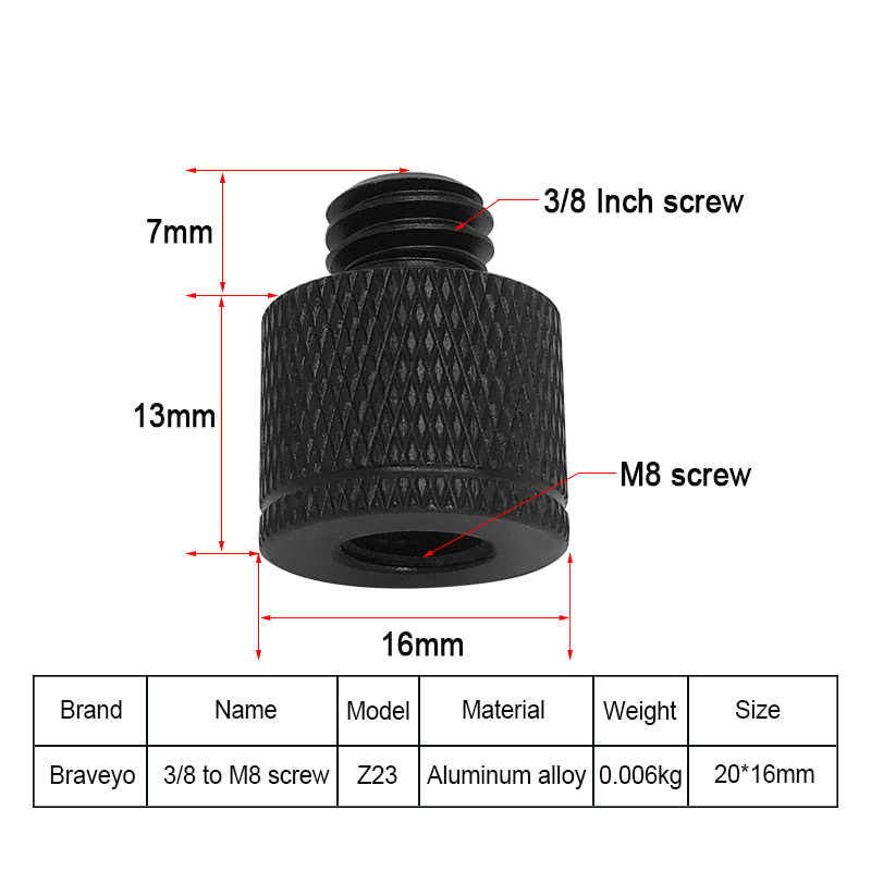 Conversie Schroef 3/8 M6 M8 M10 M12 Schroef Fotografie Accessoires Adapter Mount Schroef Voor Statief Balhoofd Live Flash Bracket: Zilver