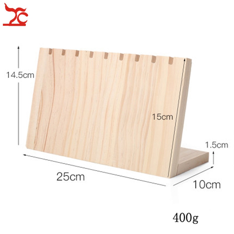 Umalet massivt træ bord smykkeholder vedhæng halskæde display stand organisator rack 25 x 10 x 14.5cm