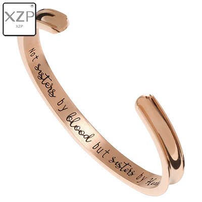 XZP Best Friends Bracelets Graduation Farewell Friendship Jewelry Not Sisters by Blood But Sisters by Heart Bangle Bracelet: Gold-color