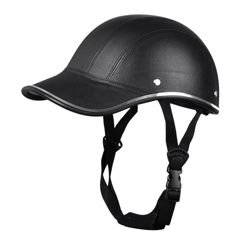 Motorfiets Lederen Helmen Fiets Scooter Half Open Gezicht Beschermende Helm Helm-Veiligheid Unisex Racer Helm Baseball Cap-veiligheid: Default Title