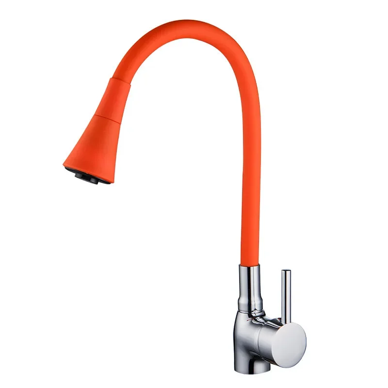 Grifo de cocina giratorio con resorte, grifos de deformación de goma, grifo mezclador, fregadero de agua fría y , accesorios de cocina, rotación de Cardan: YELLOW