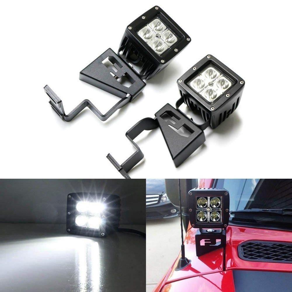 Hood Bracket 12W Cubic Spot Beam LED Front Ceiling Light Kit With Steel Mounting Brackets for Toyota FJ Cruiser 2007