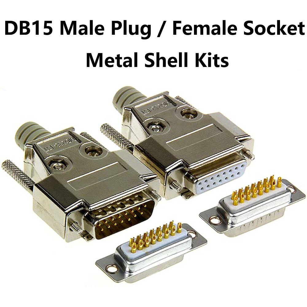 DB15 Mannelijke Plug/Vrouwelijke Socket Metalen Shell Kit 2 Rijen 15 Pin Serial Port Connector Socket D-SUB15 Adapters