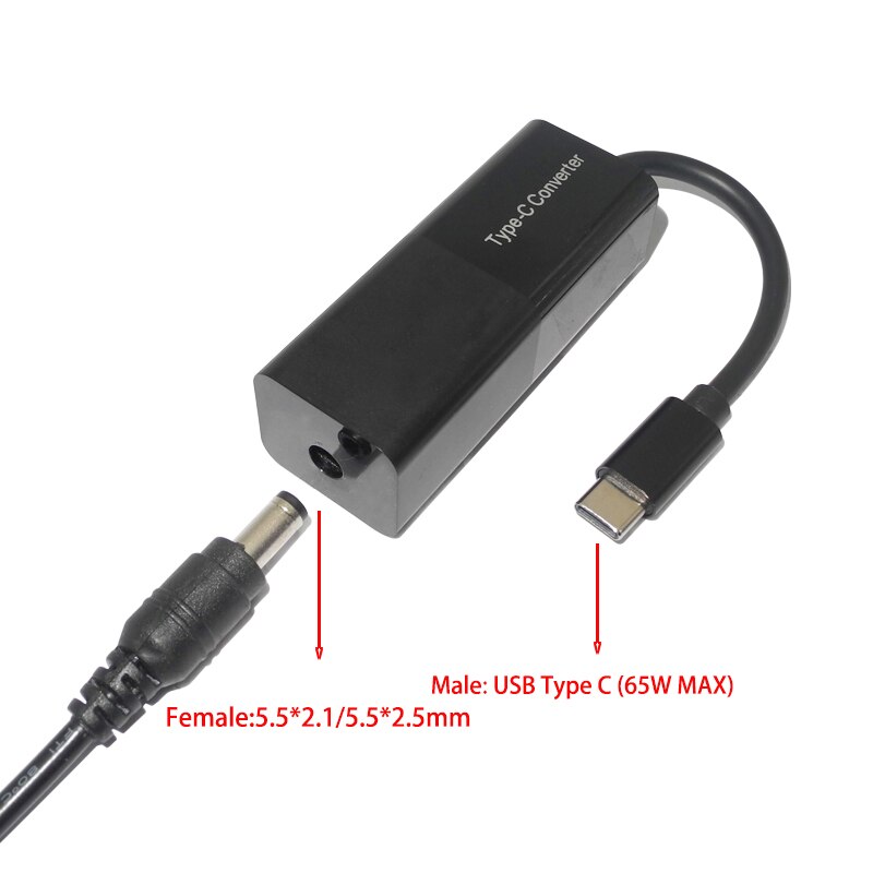 Usb Type C Converter Power Adapter Male Dc Jack Plug to 5.5*2.1 4.0*1.7 7.4*5.0 4.5*3.0mm Female 65W Adapter for Laptops
