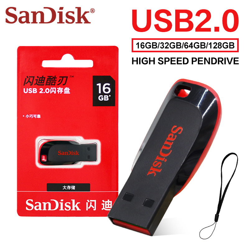 SanDisk USB2.0 FAT32 Cruzer CZ50 Pendrive Kompaktowy, szyfrowany pamięć USB USB2.0 do komputerów stacjonarnych i laptopów
