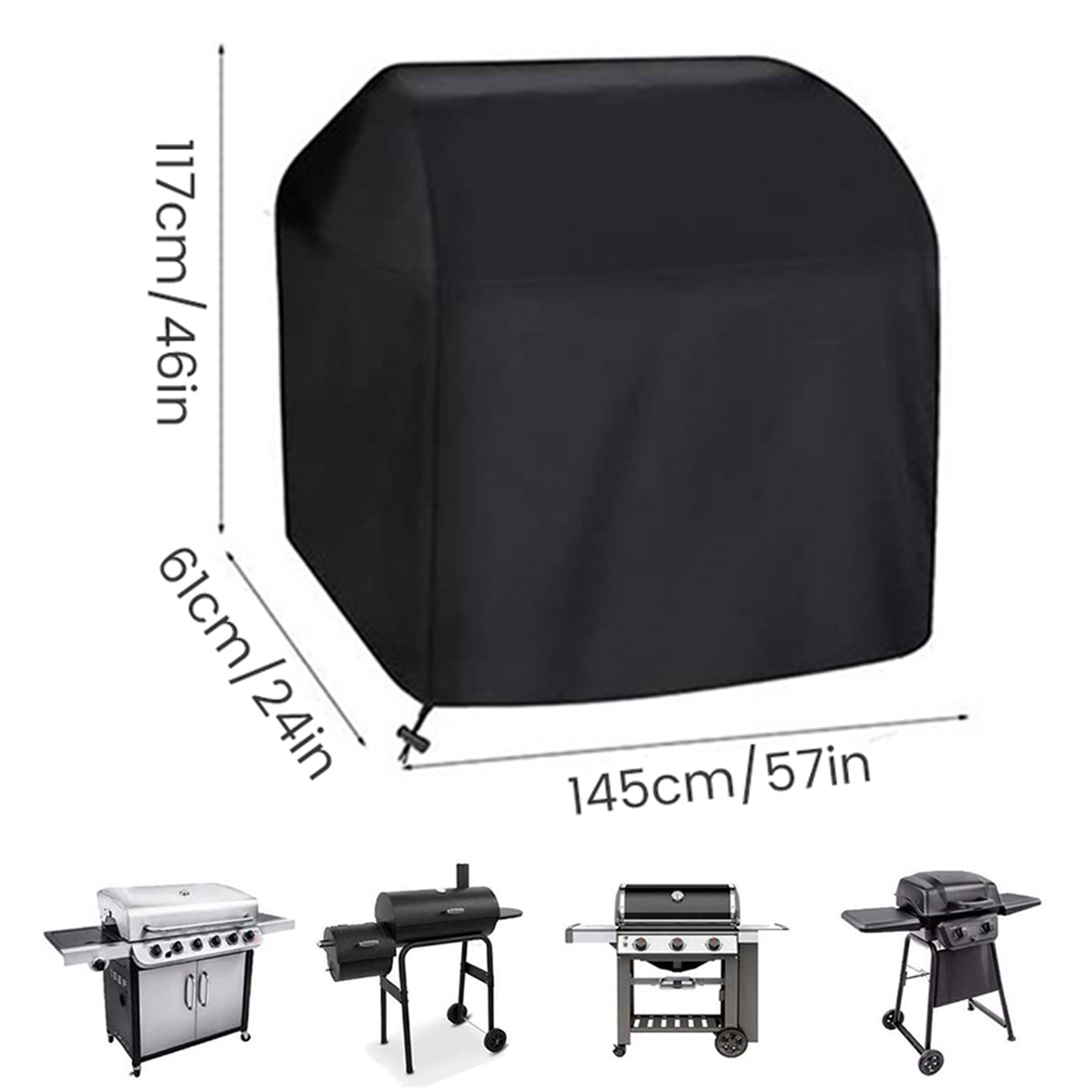 Grill Cover Round Rectangle Outdoor Waterproof Oxford Cloth Stove BBQ Protective Covers Heavy Duty Dustproof Garden Accessories: Blue