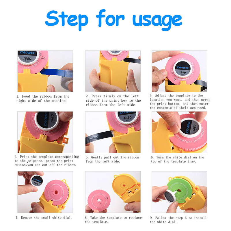 Stampante per etichettatrice manuale Dymo 1880 Organizer Xpress con goffratura 3D Stampa fai-da-te Nastro per etichette in PVC da 9 mm mini stampante portatile