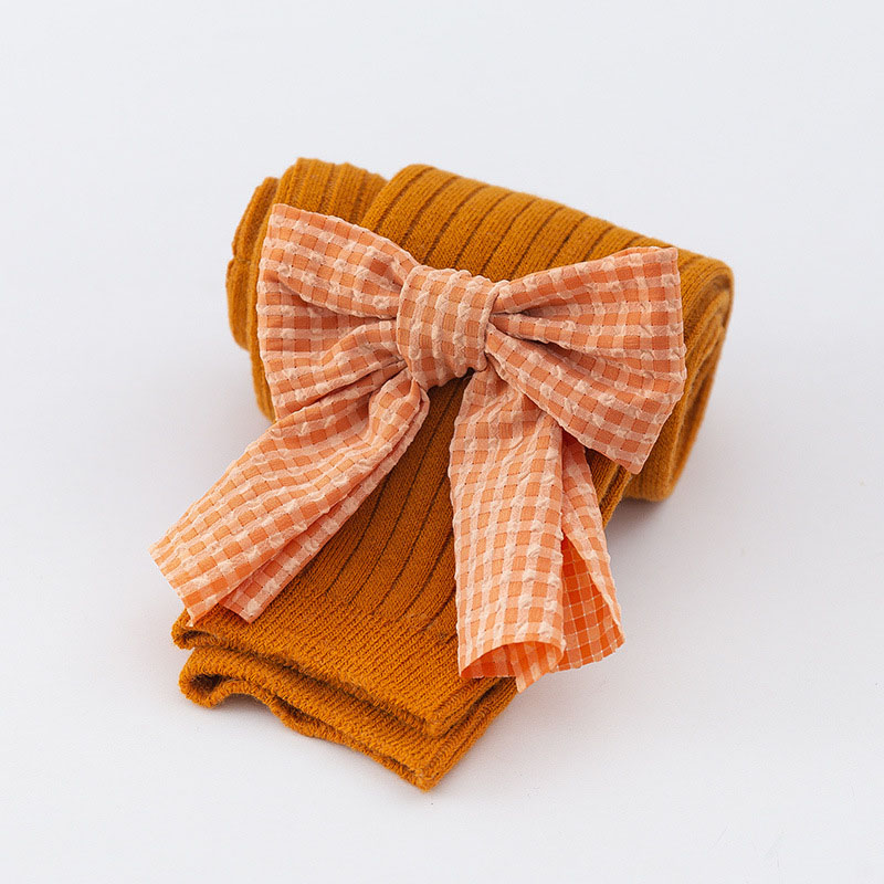 Doce cor sólida bowknot collants do bebê outono inverno quente criança leggings princesa macio respirável criança menina meia-calça: yellow