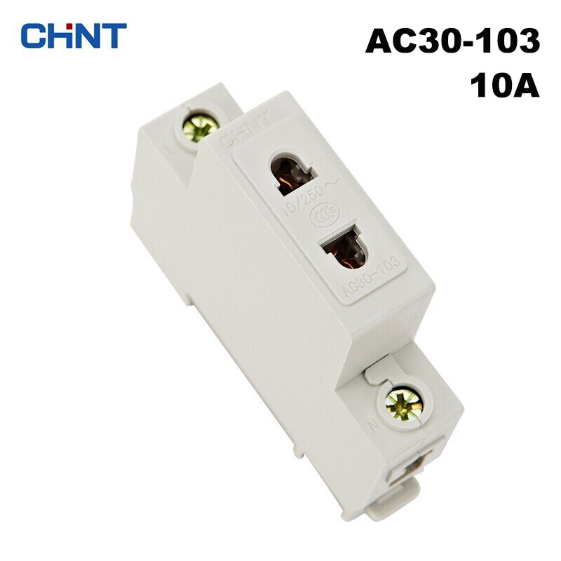 Enchufe modular CHINT AC30-103, 1P, caja de distribución con conector de doble vía abierta por aire, a 2x10, enchufe de caja eléctrica con dos agujeros, 10a: Default Title