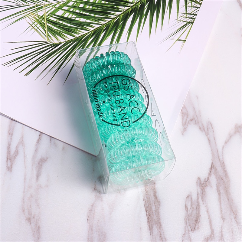 9 stuks telefoonring haarbanden voor dames met doos, elastische rubberen haarringen, haaraccessoires, stylingtool met kleurverloop en snoepkleur: Groente