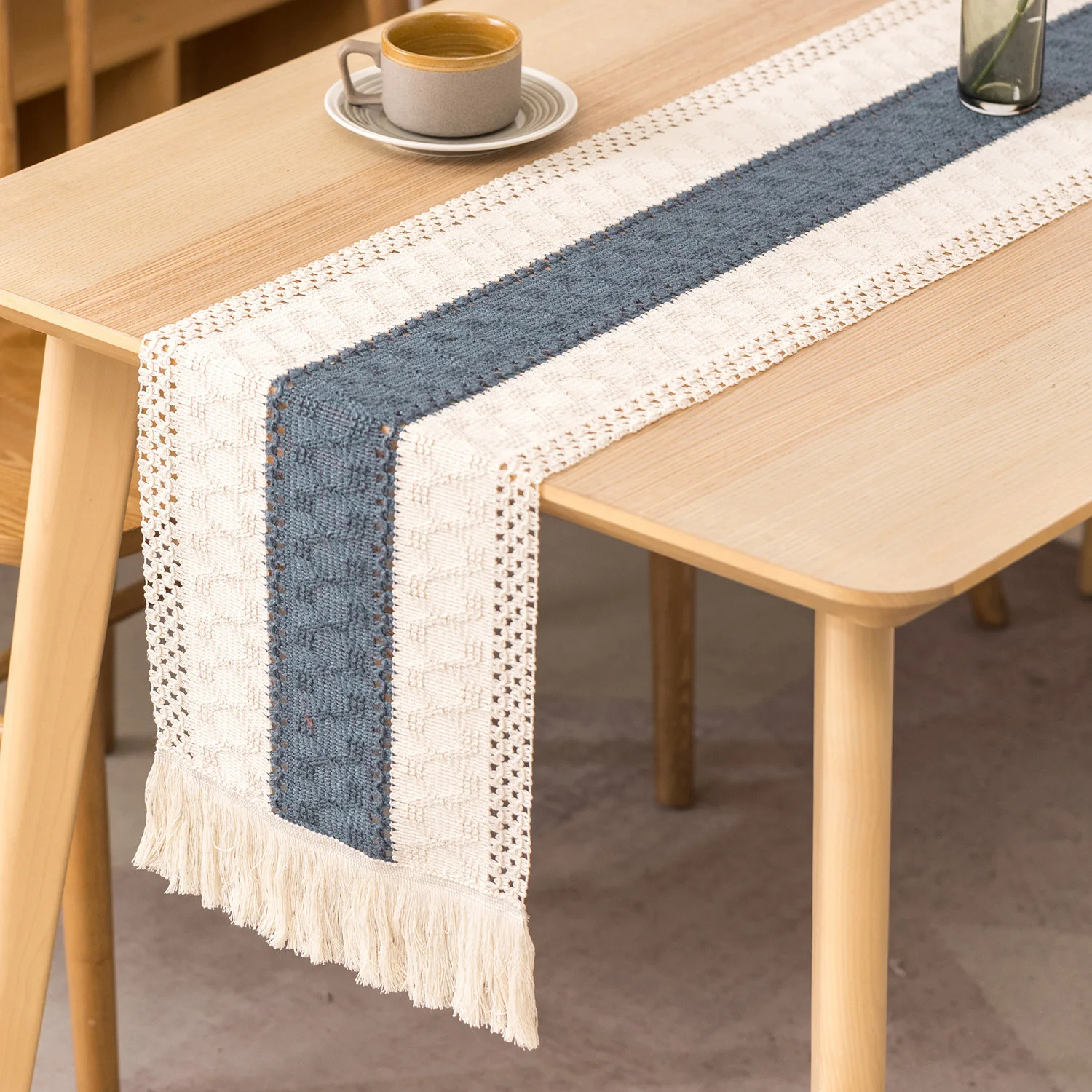 Handgewebter Jute-Tischläufer aus Naturleinen mit Quasten, rustikale Landhochzeit, Geburtstag, Weihnachtsdekoration für Zuhause, Tischdecke: 30*220cm / Burgunderrot
