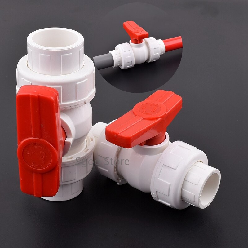 1Pc 20/25/32/40/50mm PVC Pipe Union Ball Valve Garden Irrigation Water Pipe Connector Aquarium Adapter Slip Shut Valve