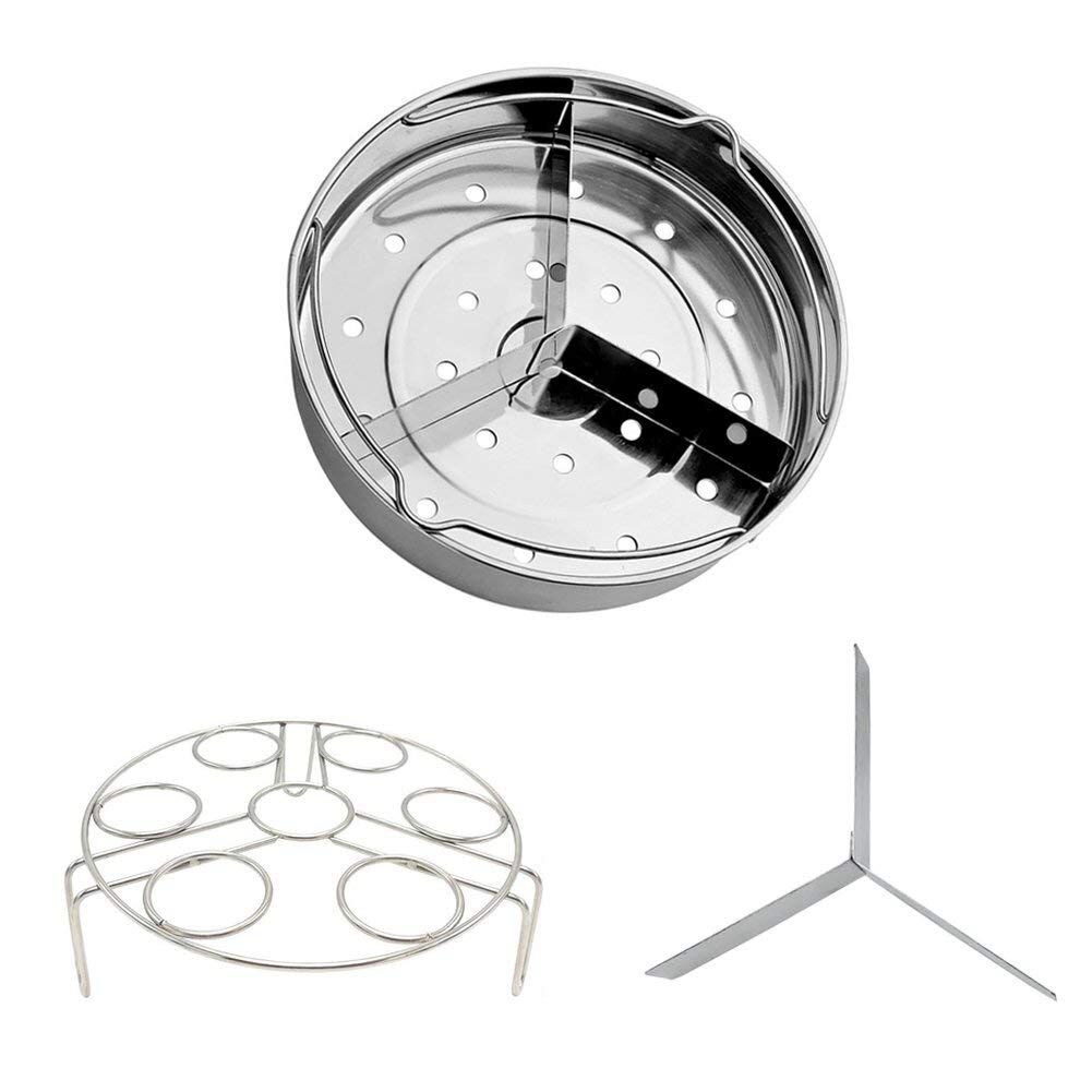 Steamer Basket with 3-way divider for Instant Pot Accessories 6 Qt 8 Quart with Pressure Cooker Egg Rack Trivet