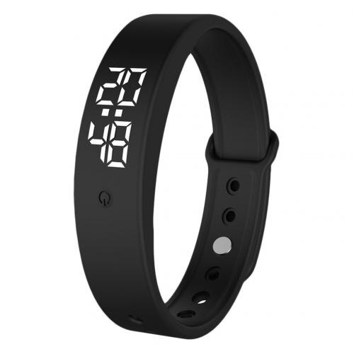 V9 Smart Body Temperature Monitor Thermometer Vibration Alarm Reminder Sports Wristband Smart Bracelet With LED Light Display: Black