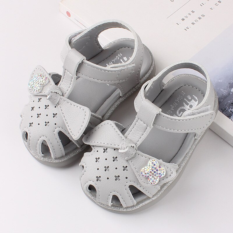 Binnenzool 12-14Cm Platte Zomer Meisje Sandalen Prinses Boog Sandalia De Baby: gray / 4