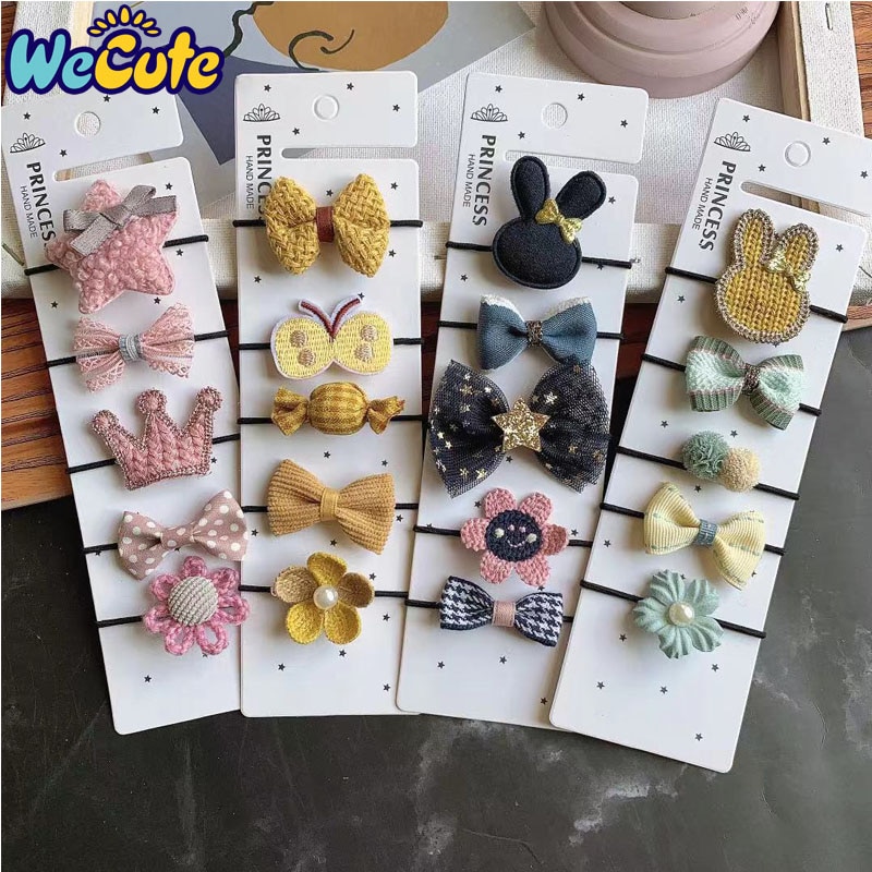 5 Stks/set Baby Hoofdbanden Elastische Hair Ties Band Rope Meisje Pompom Bal Boog Haarband Leuke Boog Bloem Hoofddeksels Baby Haar accessoires