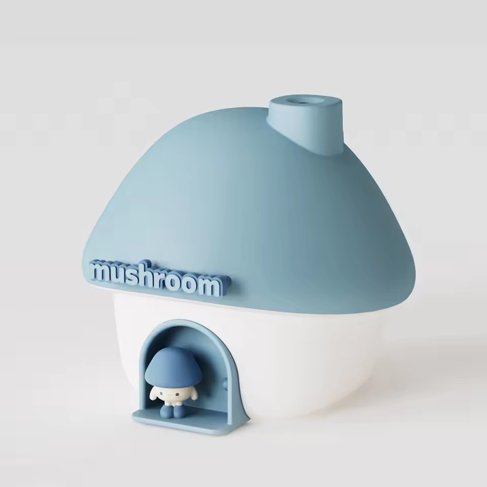 Humidificador de aire de dibujos animados, Mini difusores de Aroma de aceites esenciales de 300ml, iluminación colorida, humidificador ultrasónico para el hogar con forma de seta bonita: Verde