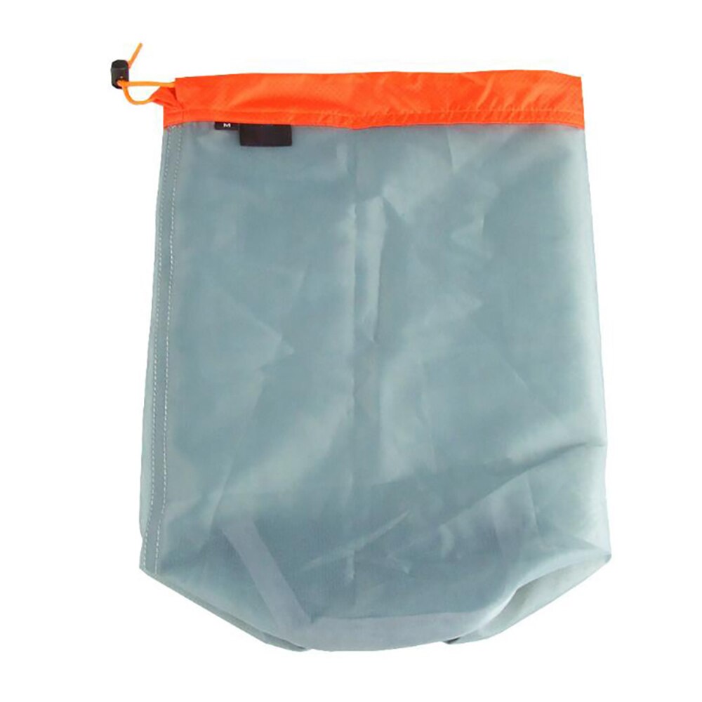 1Pc Mesh Storage Bag Fishing Net Outdoor Ultralight Laundry Storage Transparent Bag Drawstring Hiking Camping Sports Bags Covers: Red