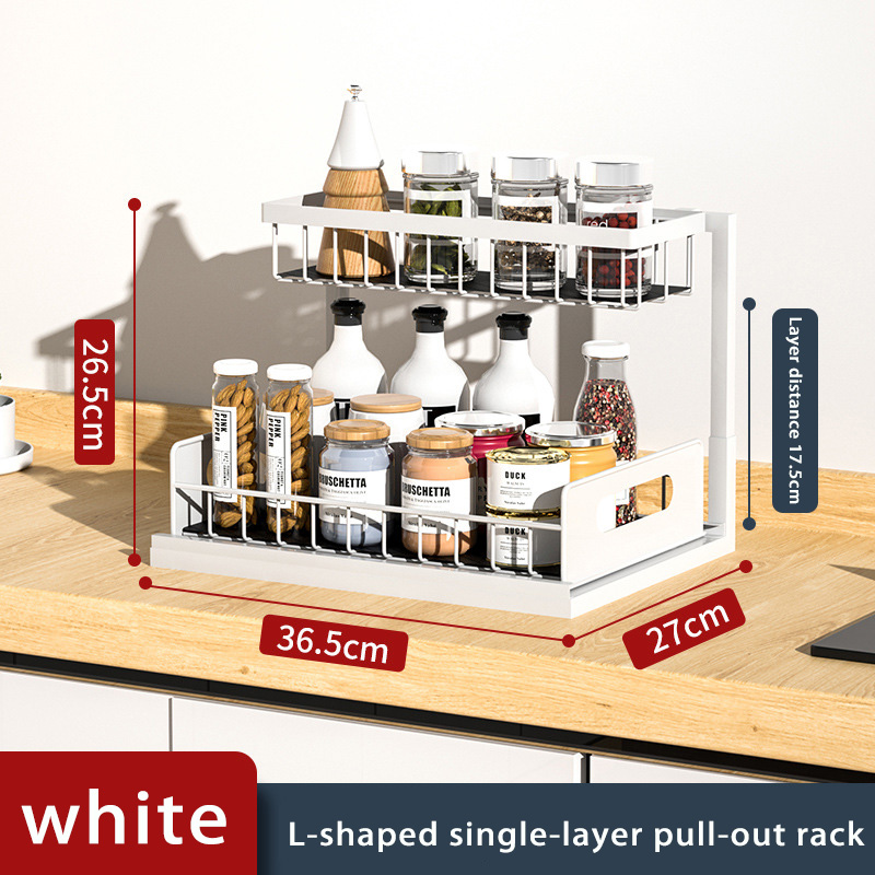 2-Tier Uittrekbare Onder Gootsteen Organisator Plank Kast Uitschuifbare Rek Keuken Aanrecht Uittrekbare Opslag Onder Gootsteen Schuifplank: Licht Groen