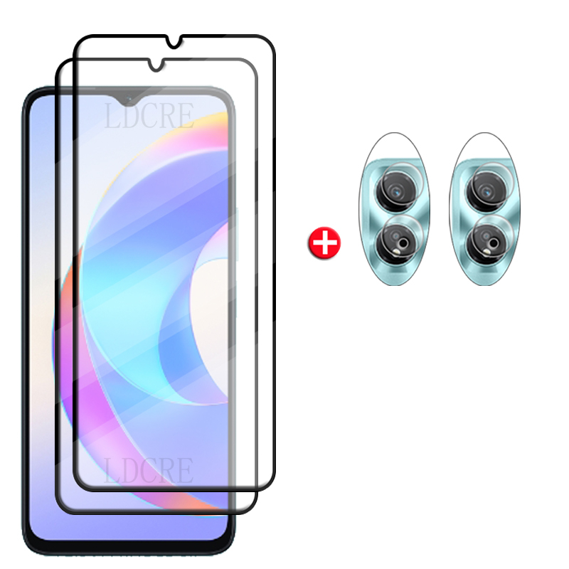 6-in-1 For Honor X5 Plus Glass For Honor X5 Plus Tempered Glass 9H HD Full Glue Screen Protector Huawei Honor X5 Plus Lens Glass: Khaki