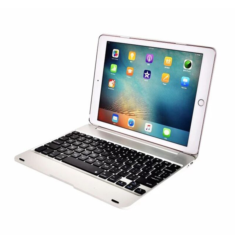 Etui na klawiaturę do Apple iPad 9.7 2017 2018 do Pro 9.7 bezprzewodowa obudowa klawiatury Bluetooth do ipada Air 1 2 Stand Shell: Srebrny