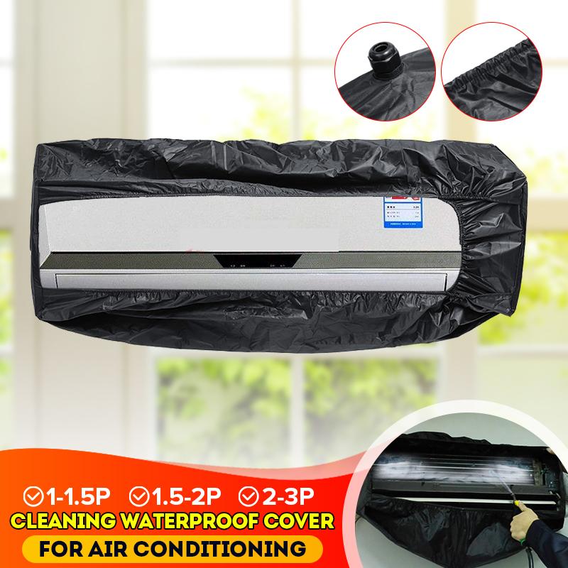 Zwart Airconditioner Cover Cleaning Dust Wassen Cover Schoon Waterdichte Protector Voor 1-1.5P 1.5-2P 2-3P Airconditioners