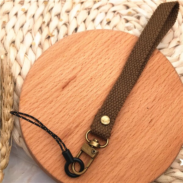 Moda unissex multi chaveiro tecido de lona webbing casual alça do telefone móvel para cartão de identificação chave pulseira usb crachá titular alça de pulso: light brown