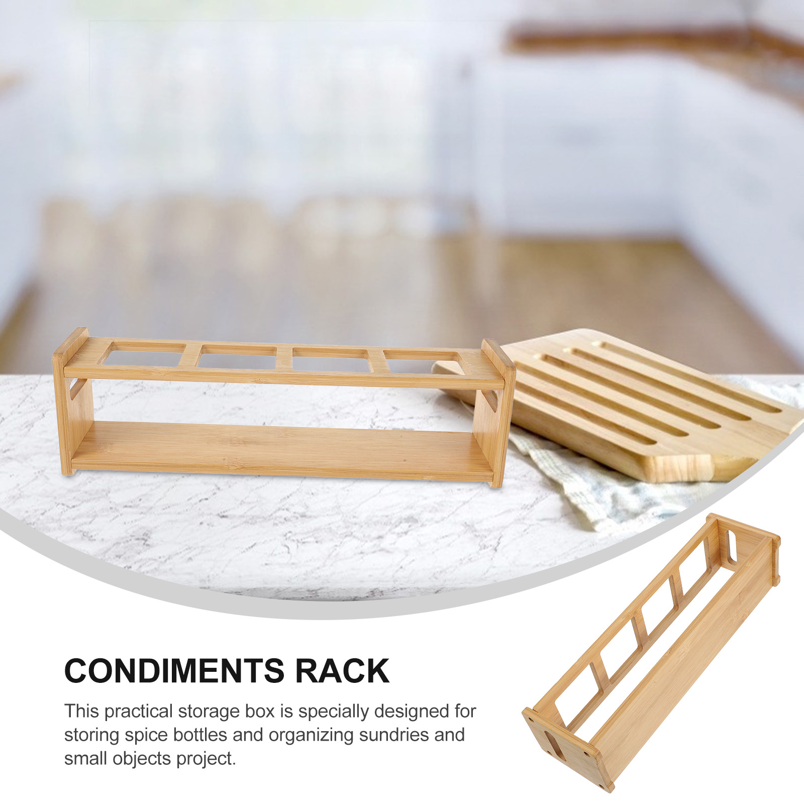 Spice Bottle Storage Rack Bottles Condiment Holder Organizer Seasoning Wooden Kitchen