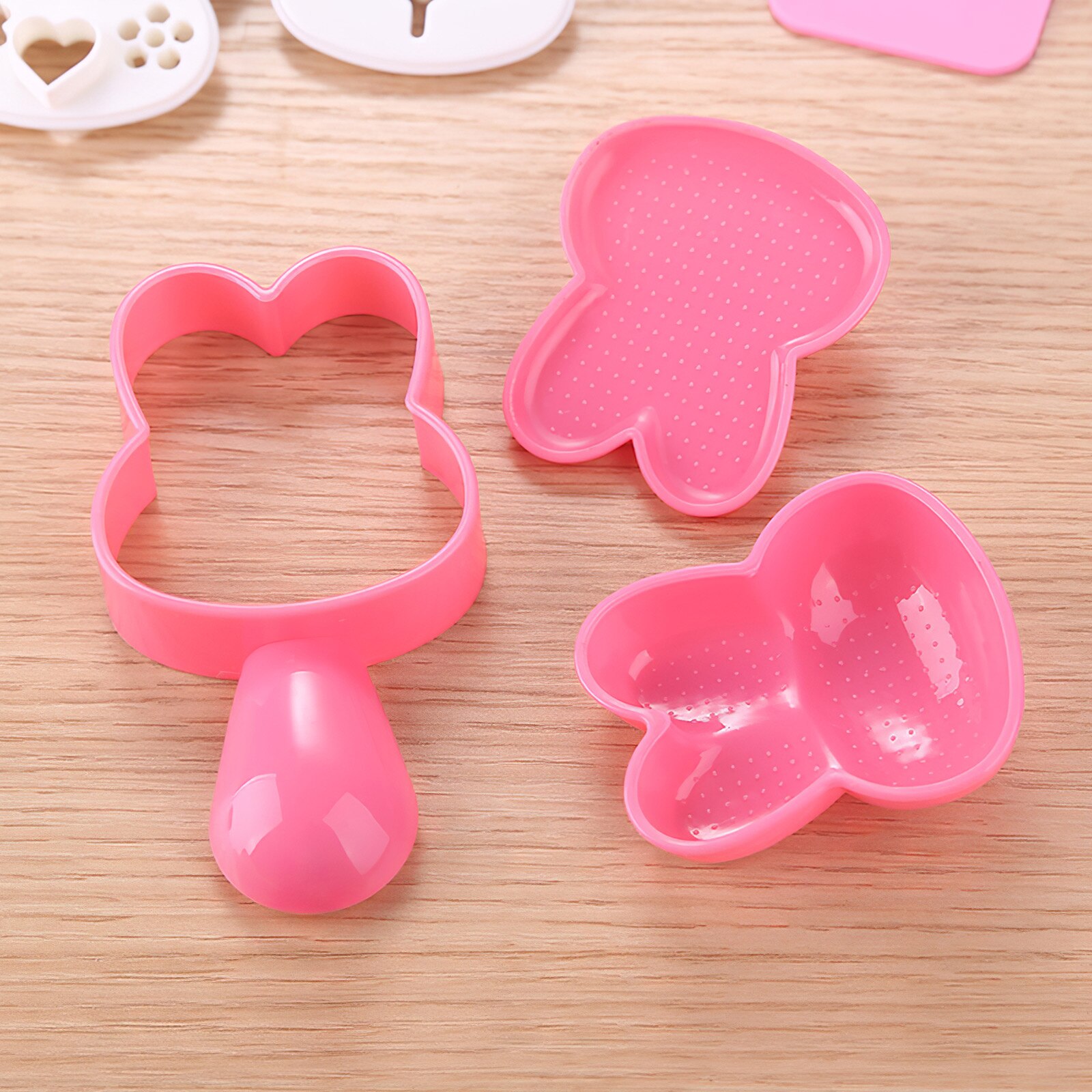 Juego de moldes de arroz Nori para Sushi, herramientas de cocina de estilo japonés, lindo conejo Bento Maker Cutter, molde portátil para alimentos para niños, molde Kawaii