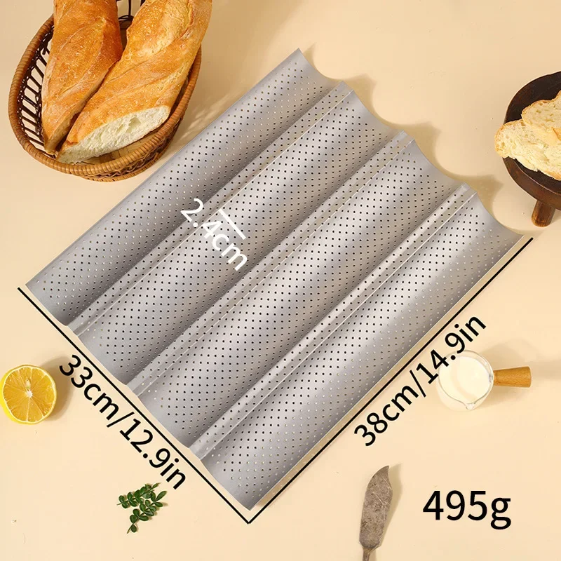 Sartén para hornear ondulada con 3 ranuras, molde para Baguette recubierto antiadherente, fácil de limpiar, bandeja para hornear Baguette resistente a altas temperaturas