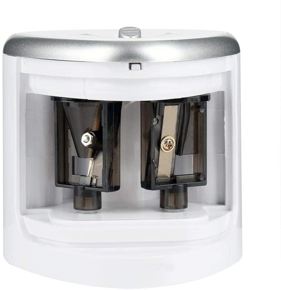 Tenwin Pencil Sharpener, Gray Double Hole Electric Pencil Sharpener for School Office and Classroom