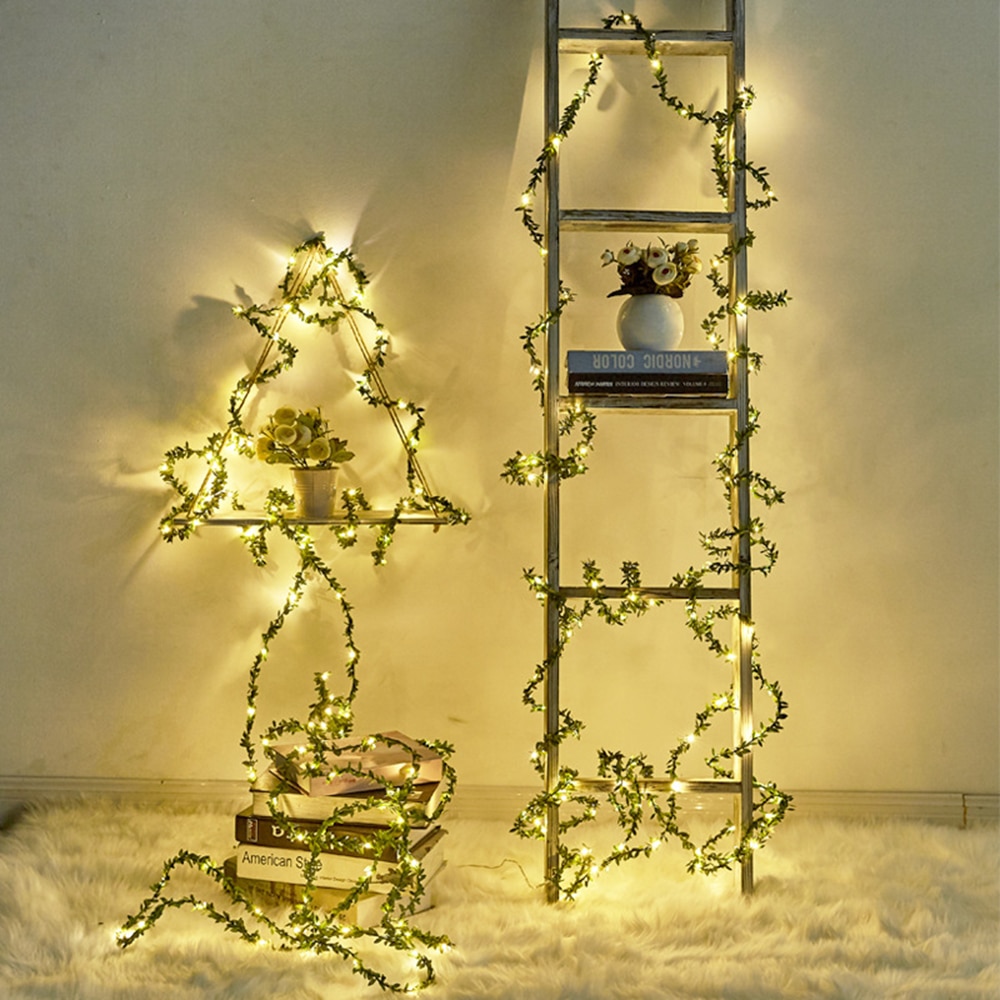 Fairy kleine bladeren slinger licht op batterijen led koperdraad kerstverlichting wieden feestdecoratie 2m/3m/5m/10m led string