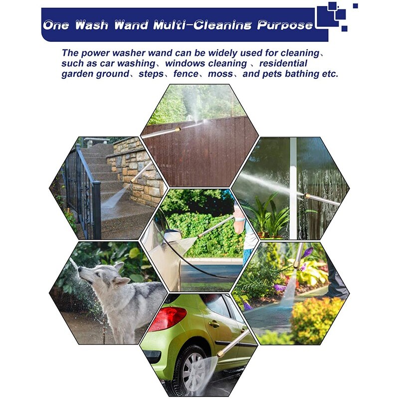 Portable Power Washing Wand for Garden Hose, High Pressure Washer for Car Window,Two Hose Nozzle