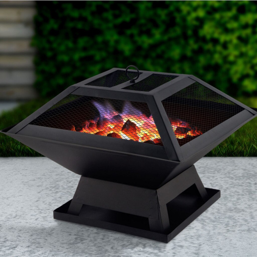40#  utendørs firepit-steelbbq grille holdbart stål til bakgårdshage beachescamping bærbar enkel grille