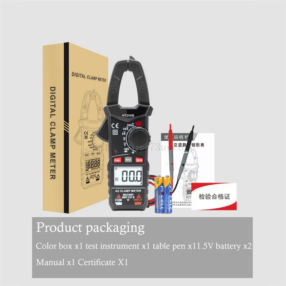 2000Counts Digital Clamp Meter Current Voltage Ampere DC AC Resistance NCV Ohm Tester 0-600V Ammeter Multimeter