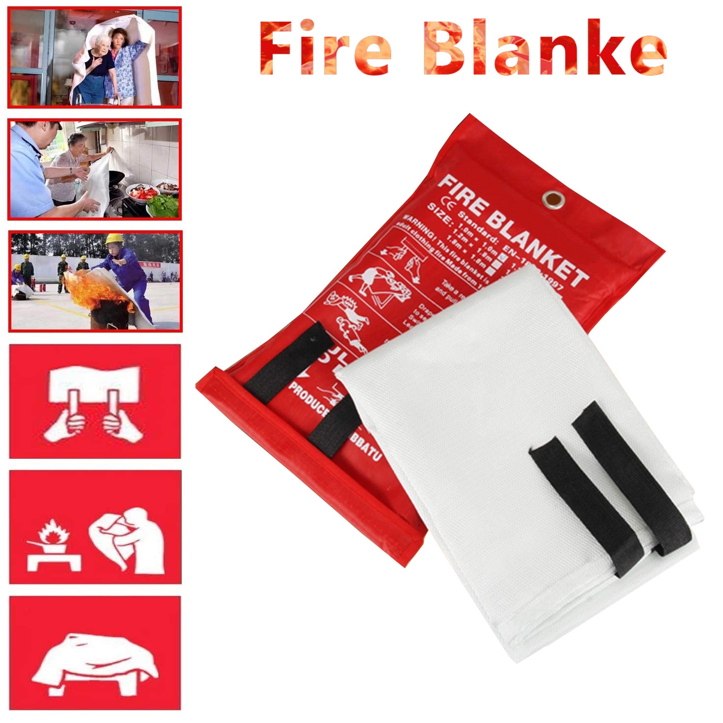 Branddeken Glasvezel Fire Flame Nood Dekens Onderdrukking Vlamvertragende Survival Cover Voor Keuken Haard Auto