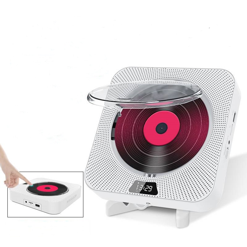 Portable CD Player Bluetooth Speaker Stereo CD Players LED Screen Wall Mountable CD Music Player with 3.5mm Headphones Jack: Grey