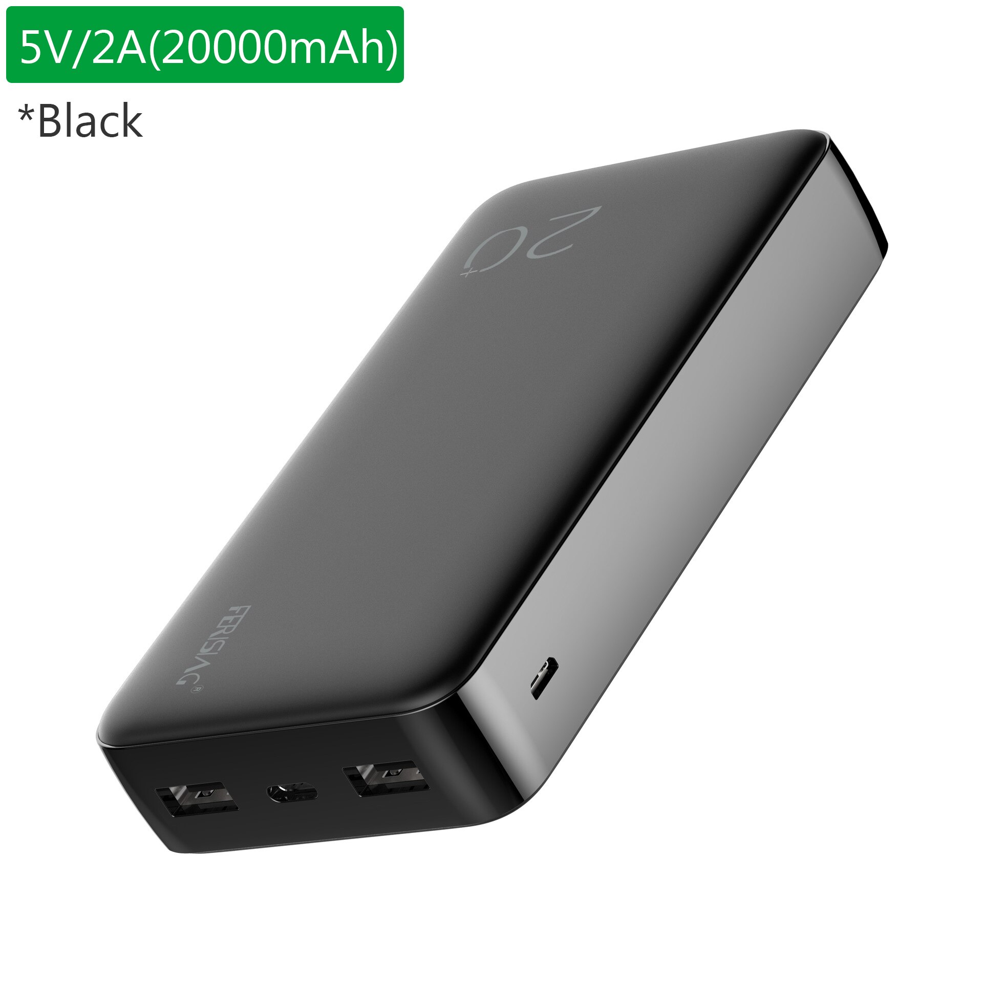 FERISING Energie Bank 20000 mAh Tragbare Externe Batterie Ladegerät QC PD 3,0 Poverbank für Xiaomi 20000 mah Schnelle Aufladen Energie: Schwarz 5V 2A