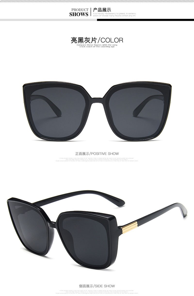 Gafas de sol de cara grande para hombre y mujer, lentes de sol de tendencia europea y americana, retro, con personalidad,: 3