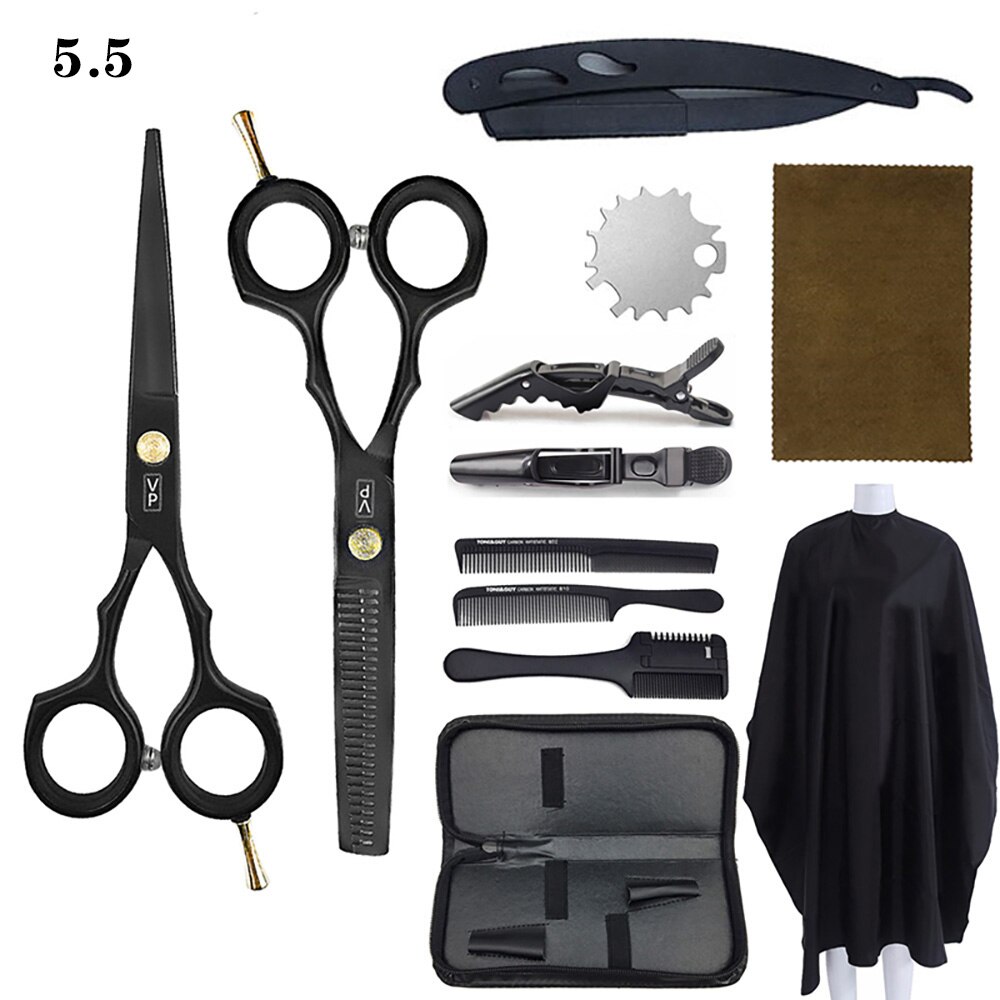 Kappers Schaar Professionele Kappers Schaar Set 6 Inch Kappersscharen Japan 440C Kappers Schaar: Hairdressing set 12