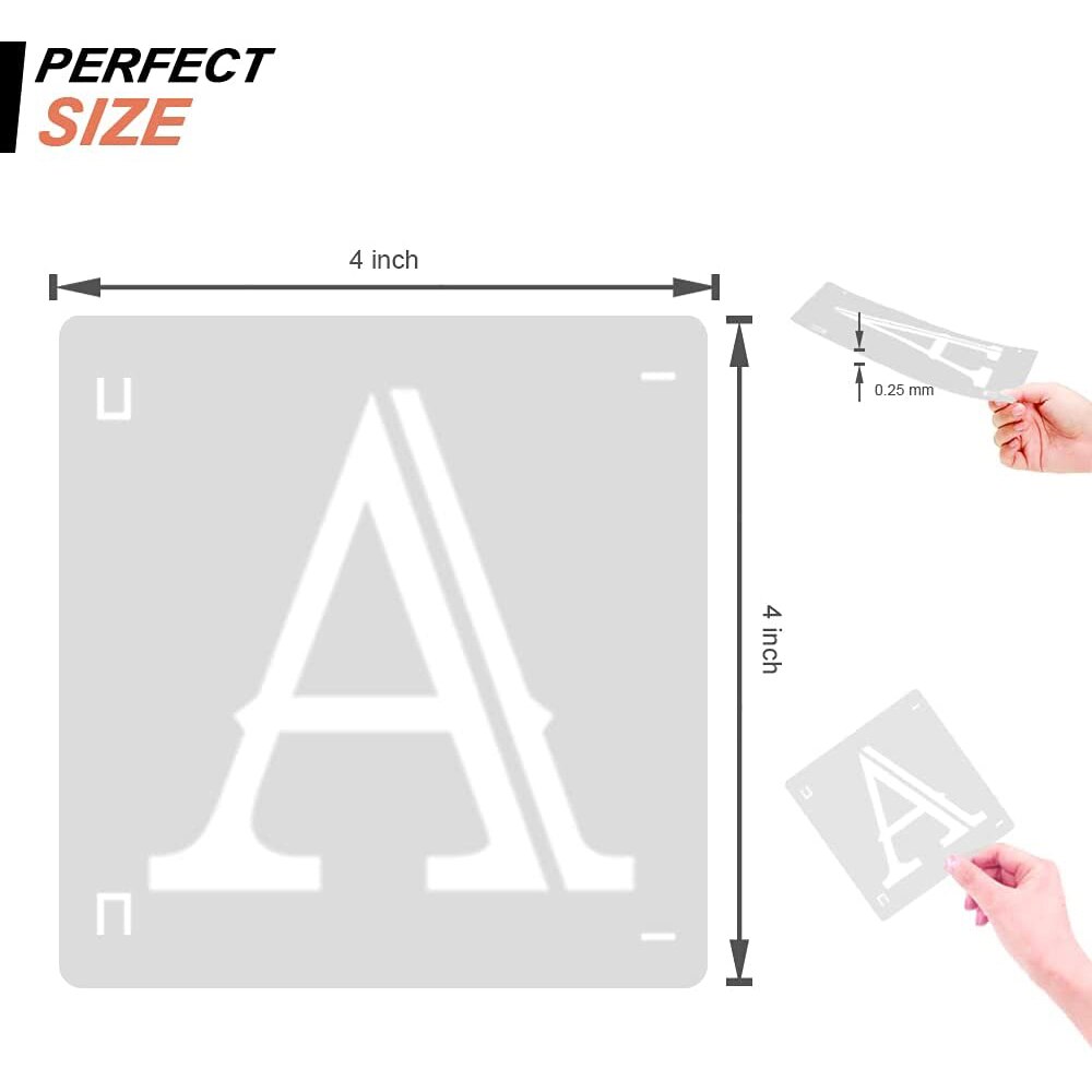 Plantilla para pintura con letras, plantillas con alfabeto para madera reutilizable, caligrafía de plástico, plantilla de letras, 36 Uds.